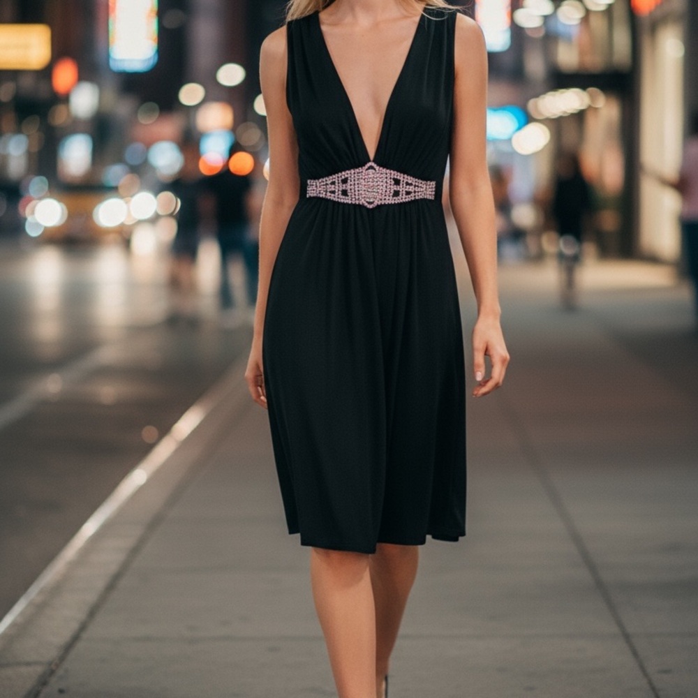 Elegant Black Midi Dress